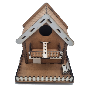 Redekasse Fuglehus i 3mm krydsfiner Luksus med forhave