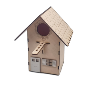 Redekasse Fuglehus I 3mm krydsfiner med d�r og vindue p�limet