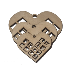 3 Julehjerter laserskrne 30 40 &amp; 50mm