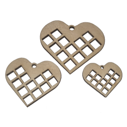 3 Julehjerter laserskrne 30 40 &amp; 50mm