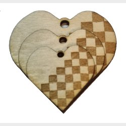 3 Jule hjerter laser skret  30 - 40 - 50mm