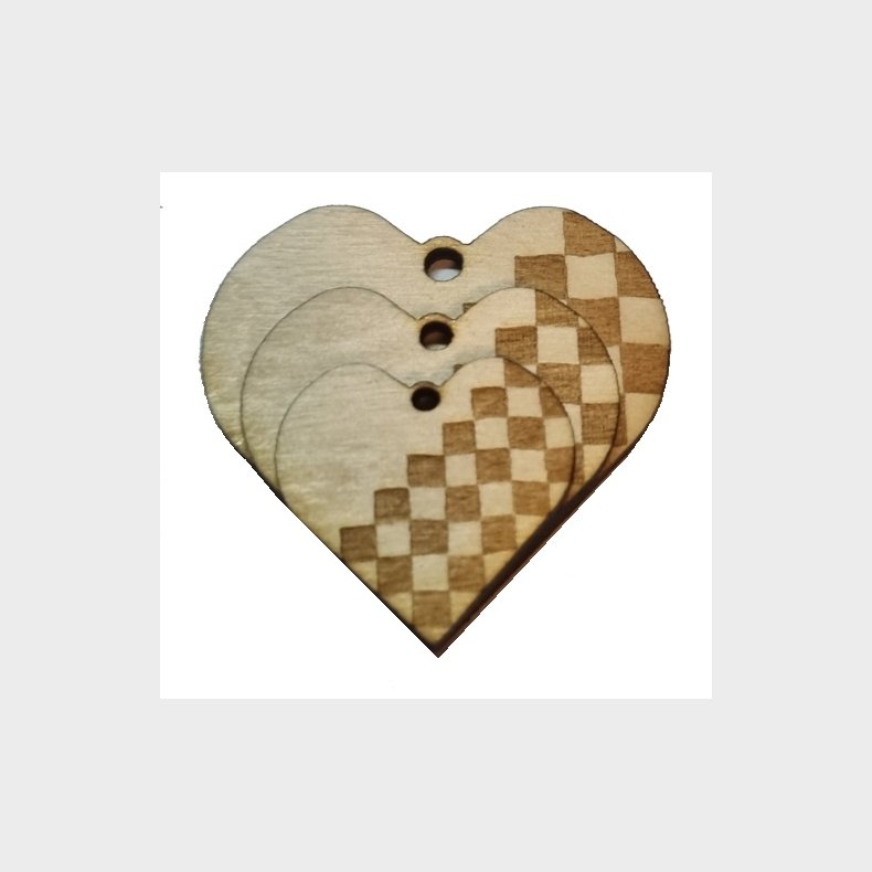 3 Jule hjerter laser skret  30 - 40 - 50mm