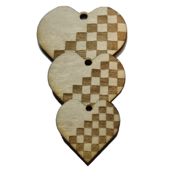 3 Jule hjerter laser skret  30 - 40 - 50mm