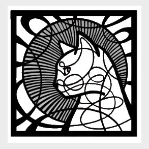 abstrakt Kat i ramme Laserskret i sort karton