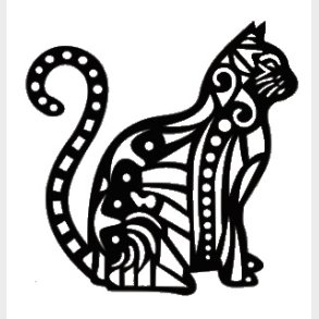  Abstragt Kat i sort karton Laserskret