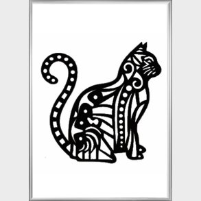Abstrakt kat i alu. ramme 70 x 50 cm