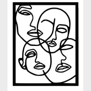 Abstrakte ansigter i streg Laserskret i sort karton