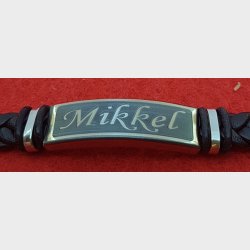 Lderarmbnd langt med plade / Gravering