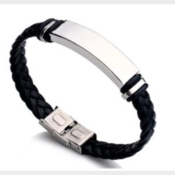 Lderarmbnd med plade / Gravering