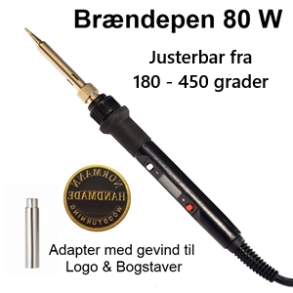  Br�ndepen / Loddekolbe 80W justeres fra 180 - 450 grader+ Adapter+logo