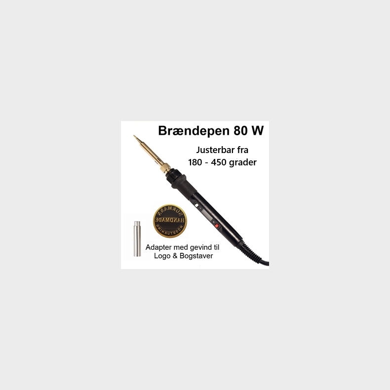  Br�ndepen / Loddekolbe 80W justeres fra 180 - 450 grader+ Adapter+logo