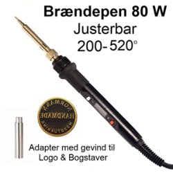Brndepen / Loddekolbe 80W justeres fra 200-520 + Adapter + Brndestempel med Logo til Trdrejning