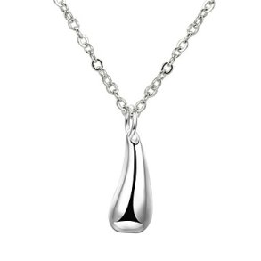 Halsk�de s�lvbelagt med dr�beformet vedh�ng