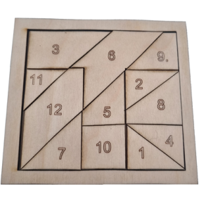 Hjernevrider med 2 spil i et 12 brikker, Lav et Trykt T, 100 x 100 mm