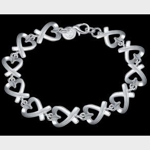 Armbnd lavet med mange hjerter slvbelagt