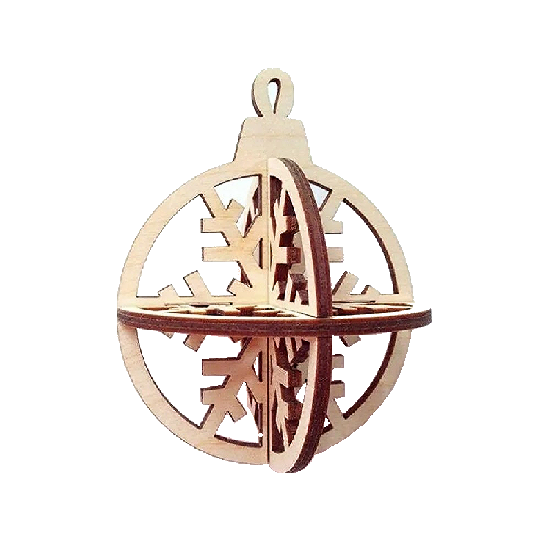 Laserskret Julekugle i 3 d  75mm i Diameter