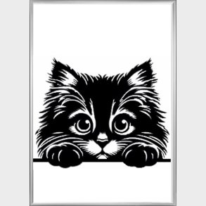  Kattekilling p bordkant Laserskret i sort karton og med Alu. ramme