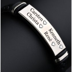 Lderarmbnd langt med plade / Gravering