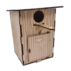 Redekasse fuglehus i 3mm krydsfiner Gammeldags Lokum som kan renses